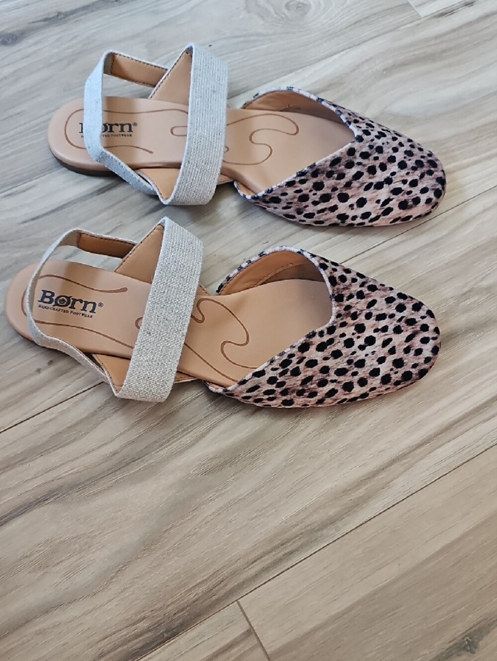 Born Tan & Black Leopard Print Slingback Flats with Neutral Strap